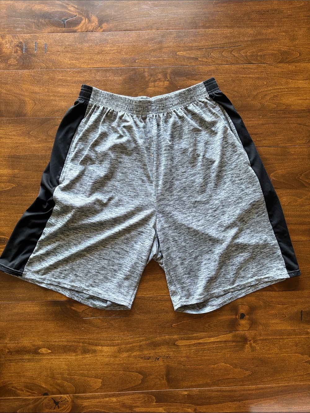 Men's Heather Gray Athletic Shorts with Black Side Panels